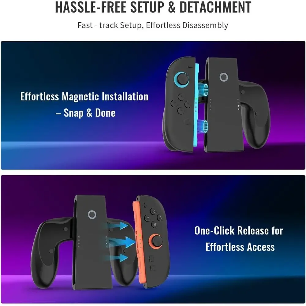 Nintendo Switch 2 Joy Con Charging Grip with LED Indicator, C-Cable Dock Stand